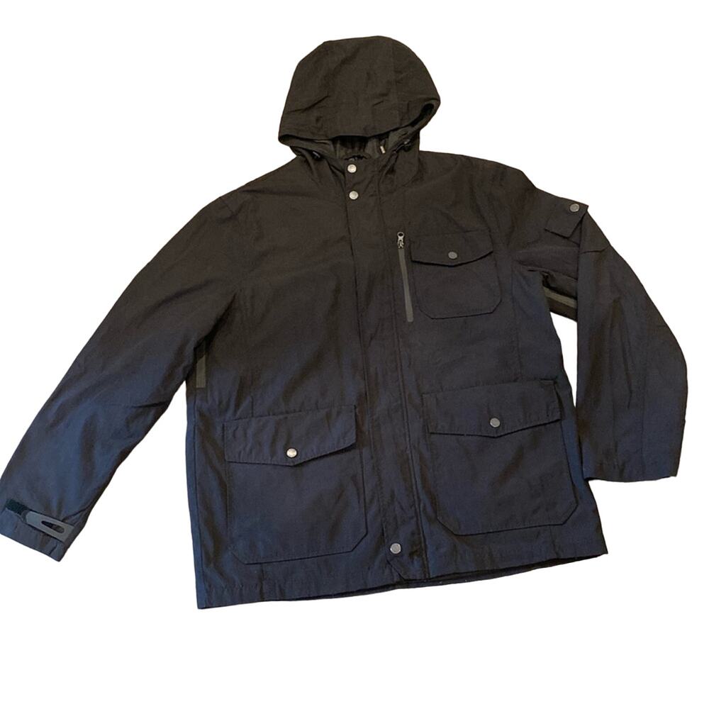Black Rivet Black Hooded Cargo Breathable Jacket Size L